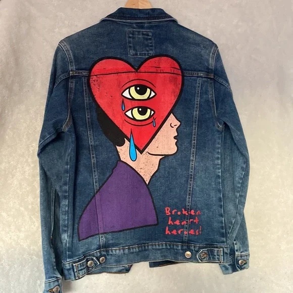 ZARA “Broken Hearts” Denim Jacket - Picture 6 of 6